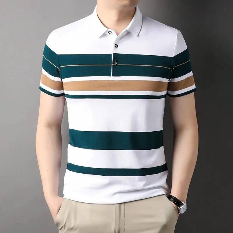 Men’s Striped Polo Shirt | Breathable & Stylish | Smart-Casual