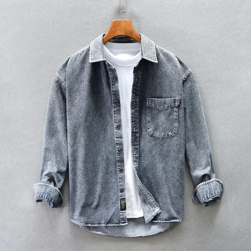 Denim Button-Up Shirt | Cotton Blend | Classic & Versatile