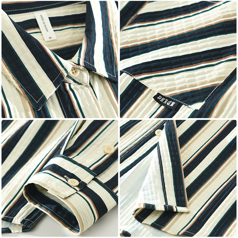 Striped Button-Up Shirt | Cotton Blend | Bold & Versatile