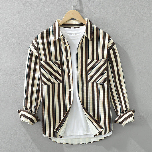 Striped Button-Up Shirt | Cotton Blend | Bold & Versatile