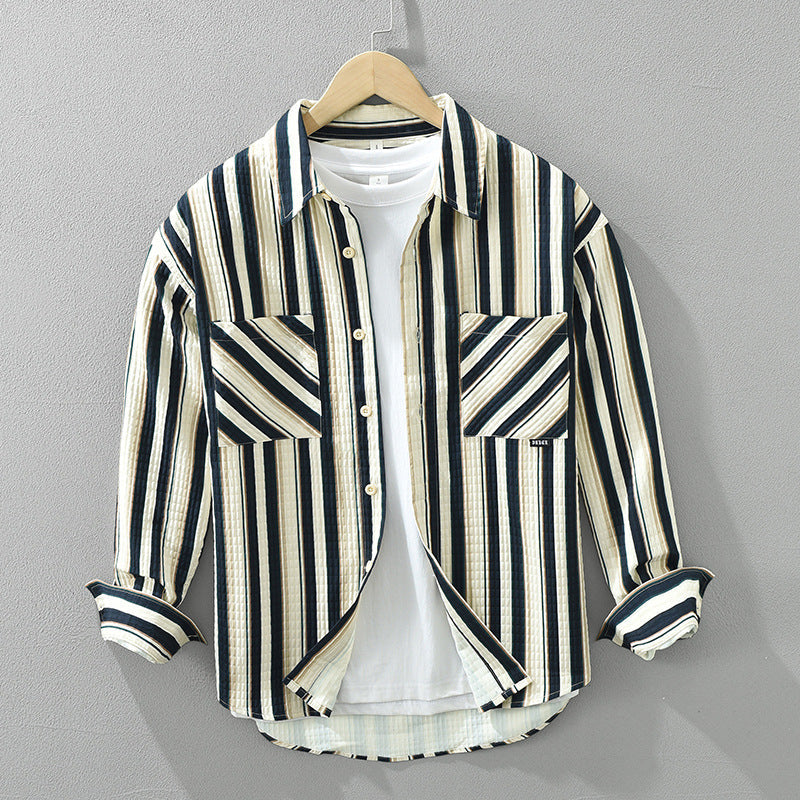 Striped Button-Up Shirt | Cotton Blend | Bold & Versatile