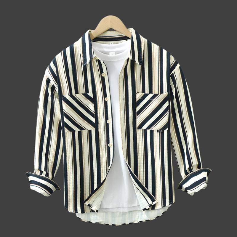 Striped Button-Up Shirt | Cotton Blend | Bold & Versatile