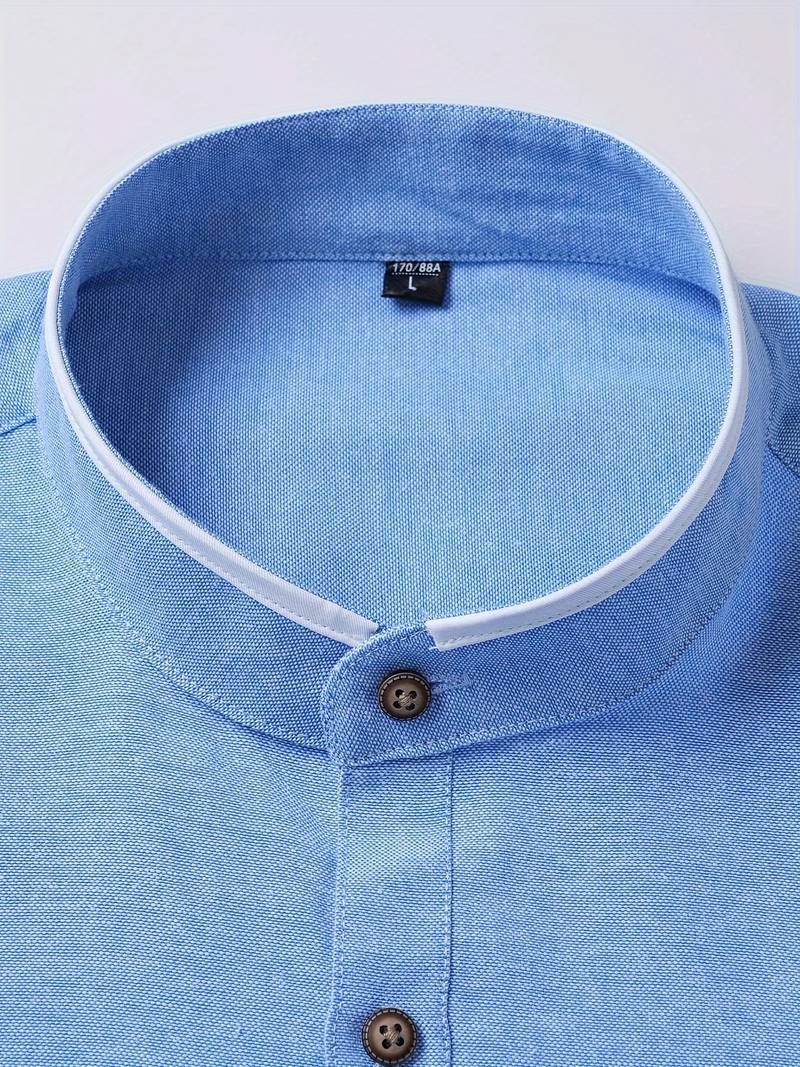 Mandarin Collar Shirt | Cotton Blend | Modern & Sophisticated