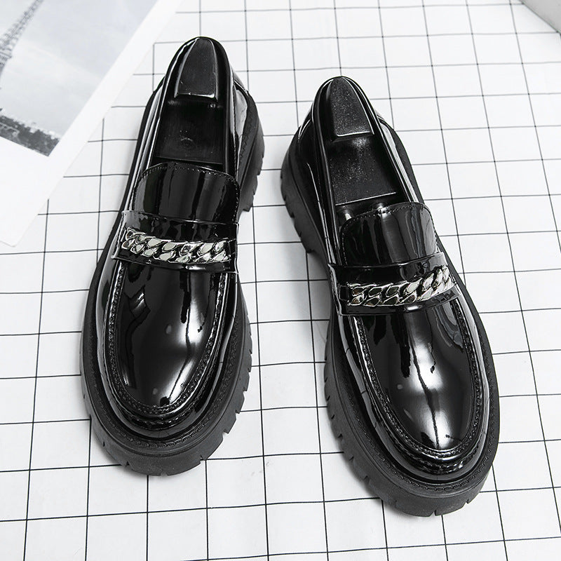 Chunky Patent Leather Loafers | Chain Detail | Modern & Stylish