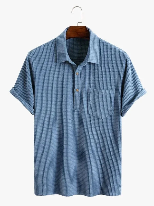 Textured Short-Sleeve Polo Shirt | Cotton Blend | Lightweight & Stylish