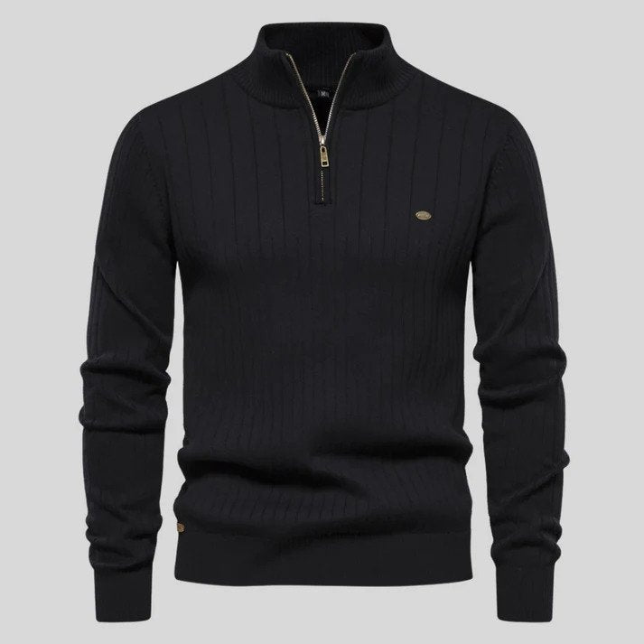 Ribbed Half-Zip Sweater | Premium Knit | Warm & Stylish