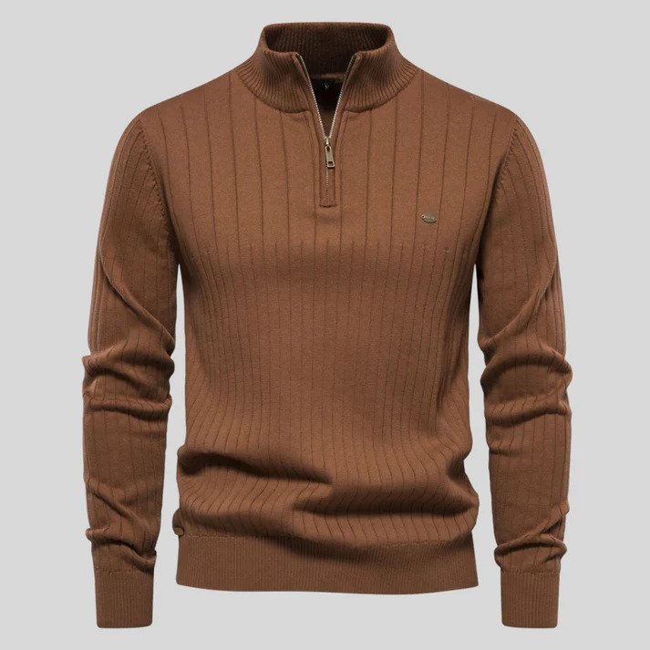 Ribbed Half-Zip Sweater | Premium Knit | Warm & Stylish