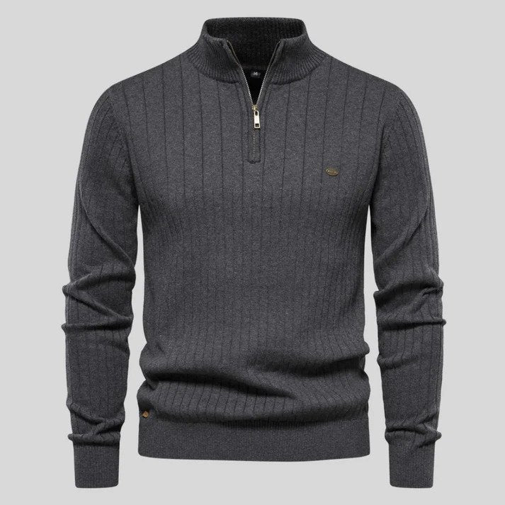 Ribbed Half-Zip Sweater | Premium Knit | Warm & Stylish