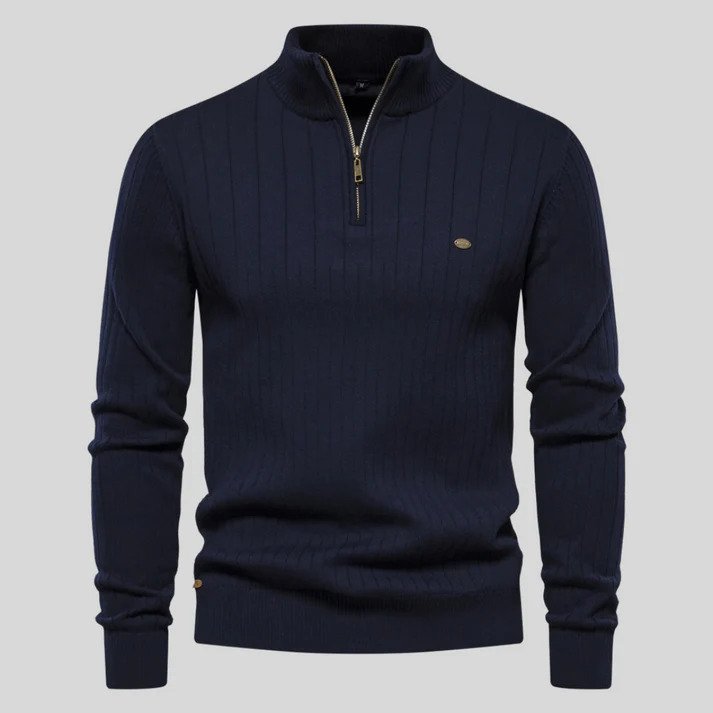 Ribbed Half-Zip Sweater | Premium Knit | Warm & Stylish