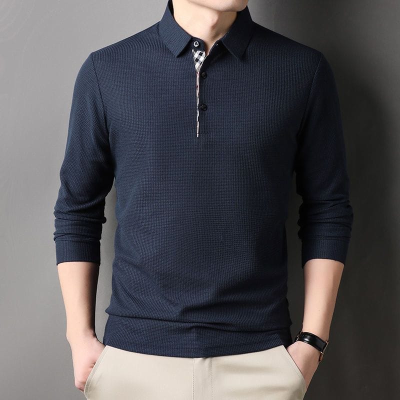 Men's Long-Sleeve Polo Shirt | Cotton Blend | Smart & Versatile