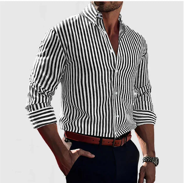 Striped Button-Up Shirt | Long Sleeve | Classic & Stylish