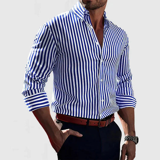 Striped Button-Up Shirt | Long Sleeve | Classic & Stylish