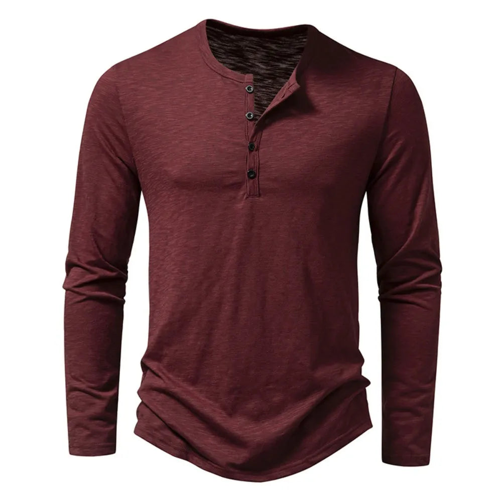 Men’s Henley Long-Sleeve Shirt | Slim Fit | Soft & Breathable