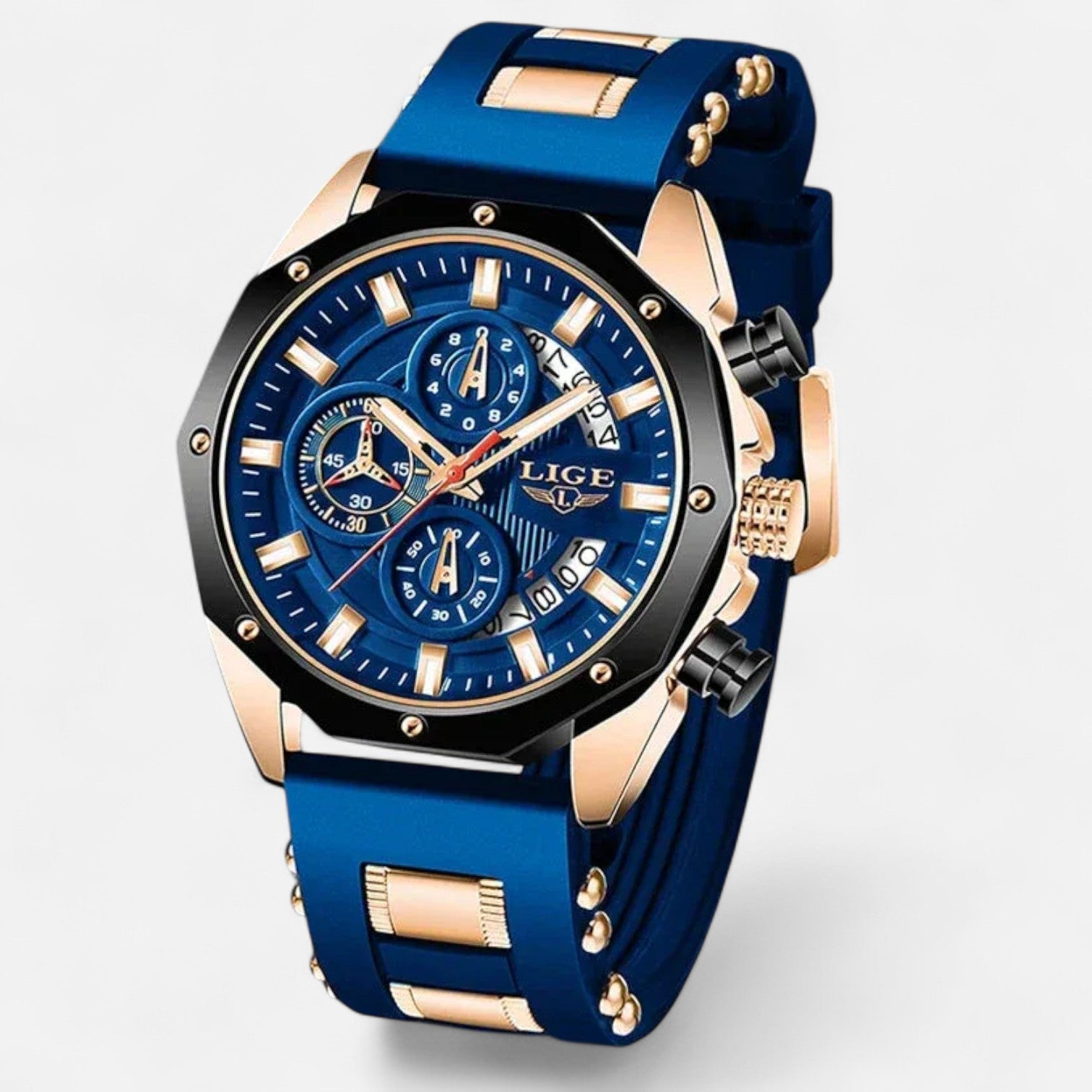 The Gentleman’s Brand | Men’s Chronograph Watch – 316L Stainless Steel, 10 ATM Water-Resistant, Luminous Dial, Silicone Strap