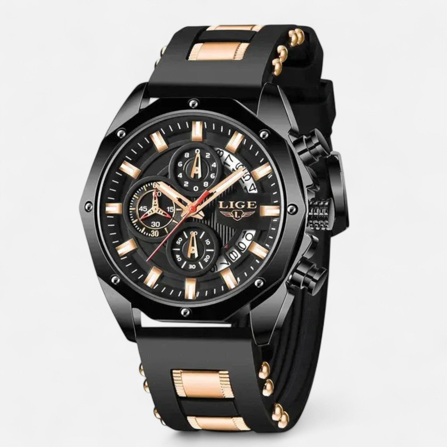 The Gentleman’s Brand | Men’s Chronograph Watch – 316L Stainless Steel, 10 ATM Water-Resistant, Luminous Dial, Silicone Strap