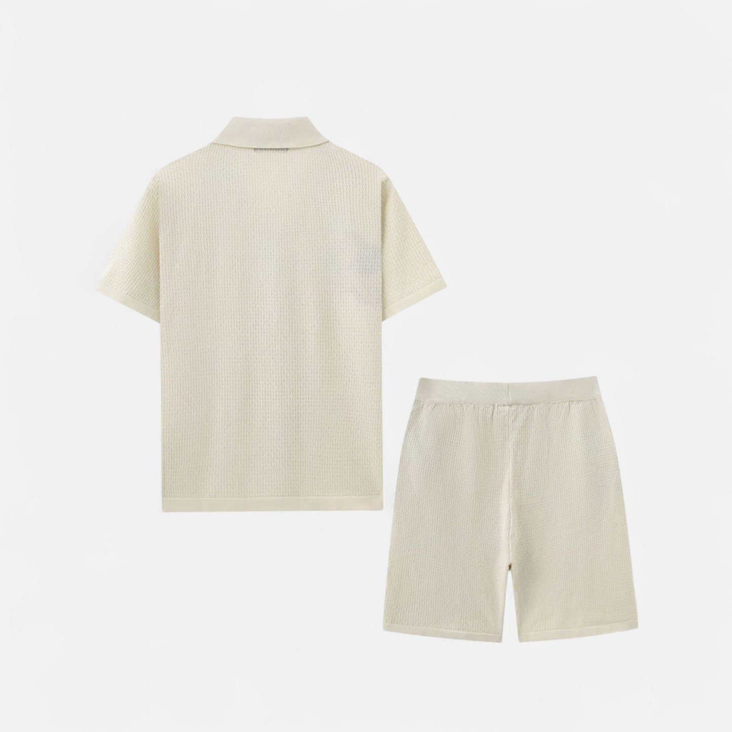 The Gentleman’s Brand | Men’s Floral Embroidered Knit Set – Shirt & Shorts – Textured Leisure, Botanical Detail