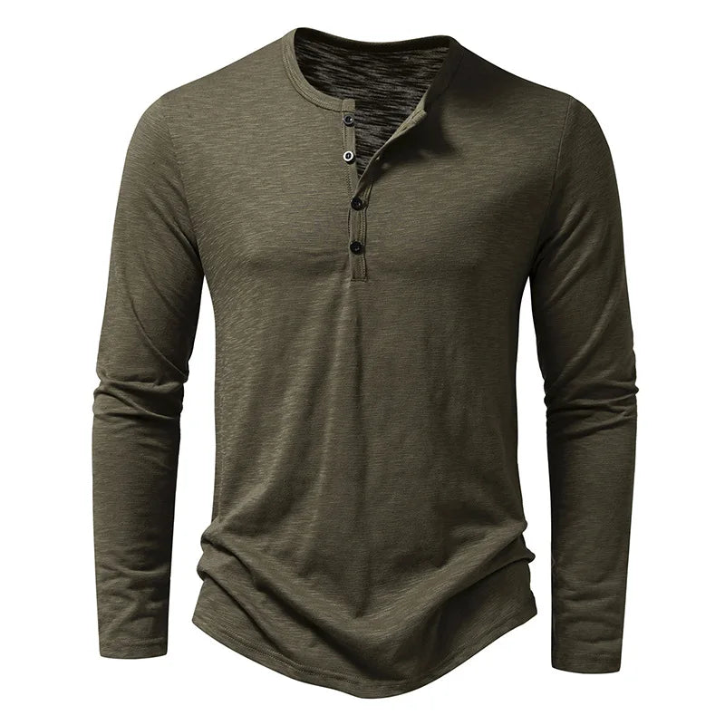 Men’s Henley Long-Sleeve Shirt | Slim Fit | Soft & Breathable