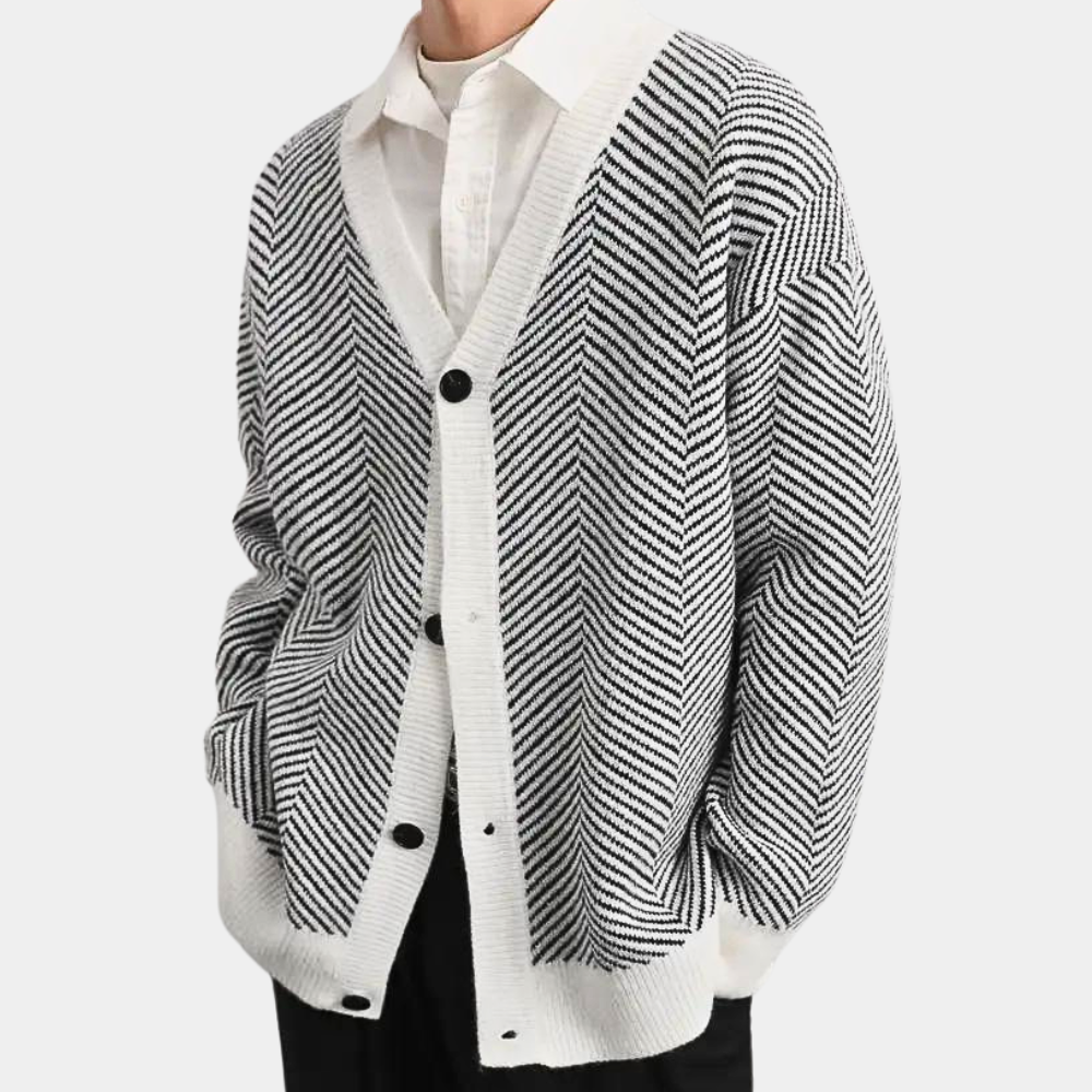 Herringbone Knit Cardigan | Sophisticated & Stylish | Timeless Layering