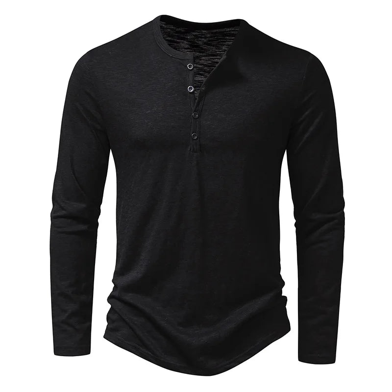 Men’s Henley Long-Sleeve Shirt | Slim Fit | Soft & Breathable