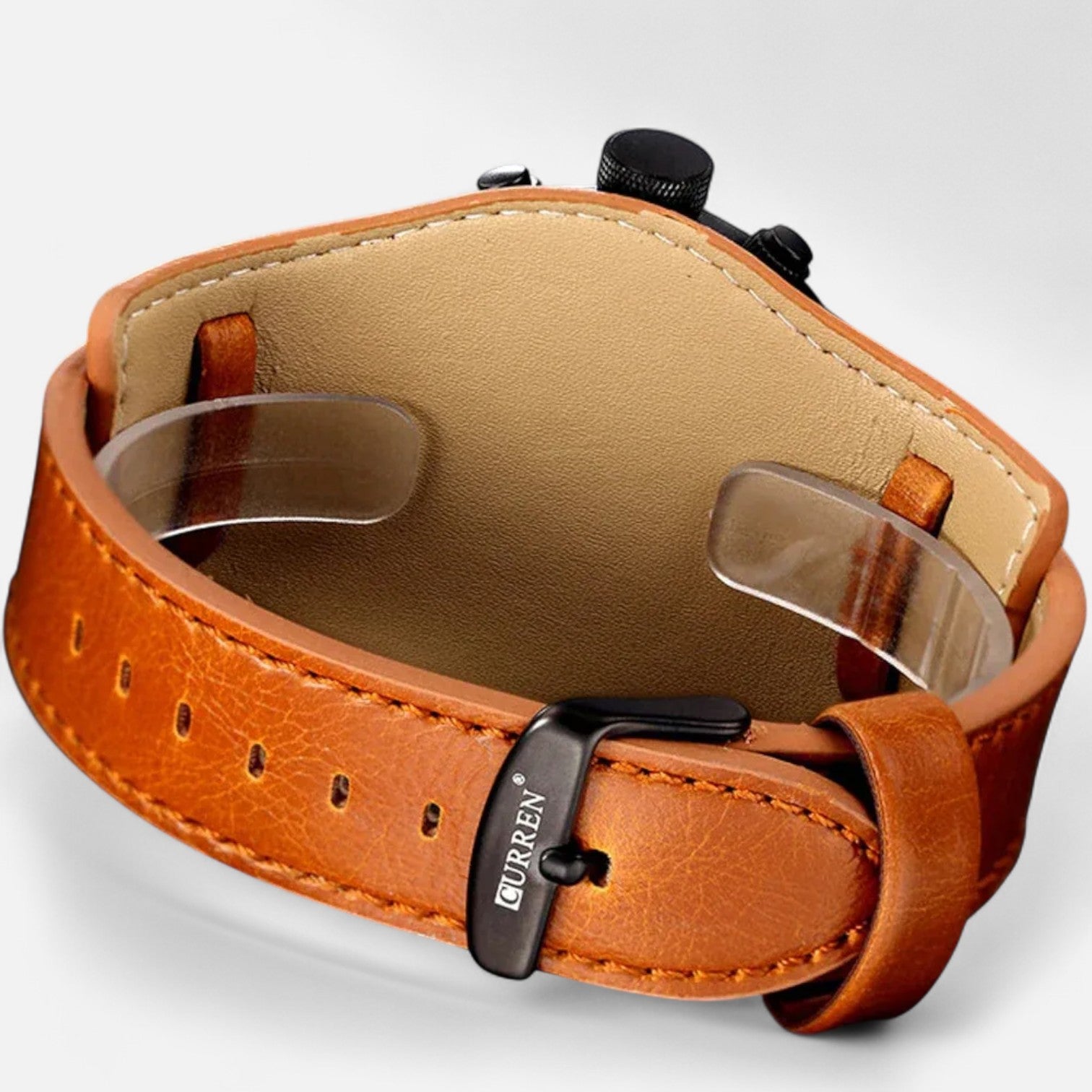 The Gentleman’s Brand | Men’s Quartz Watch – 46mm Alloy Case, 3 ATM Water-Resistant, Leather Strap Timepiece