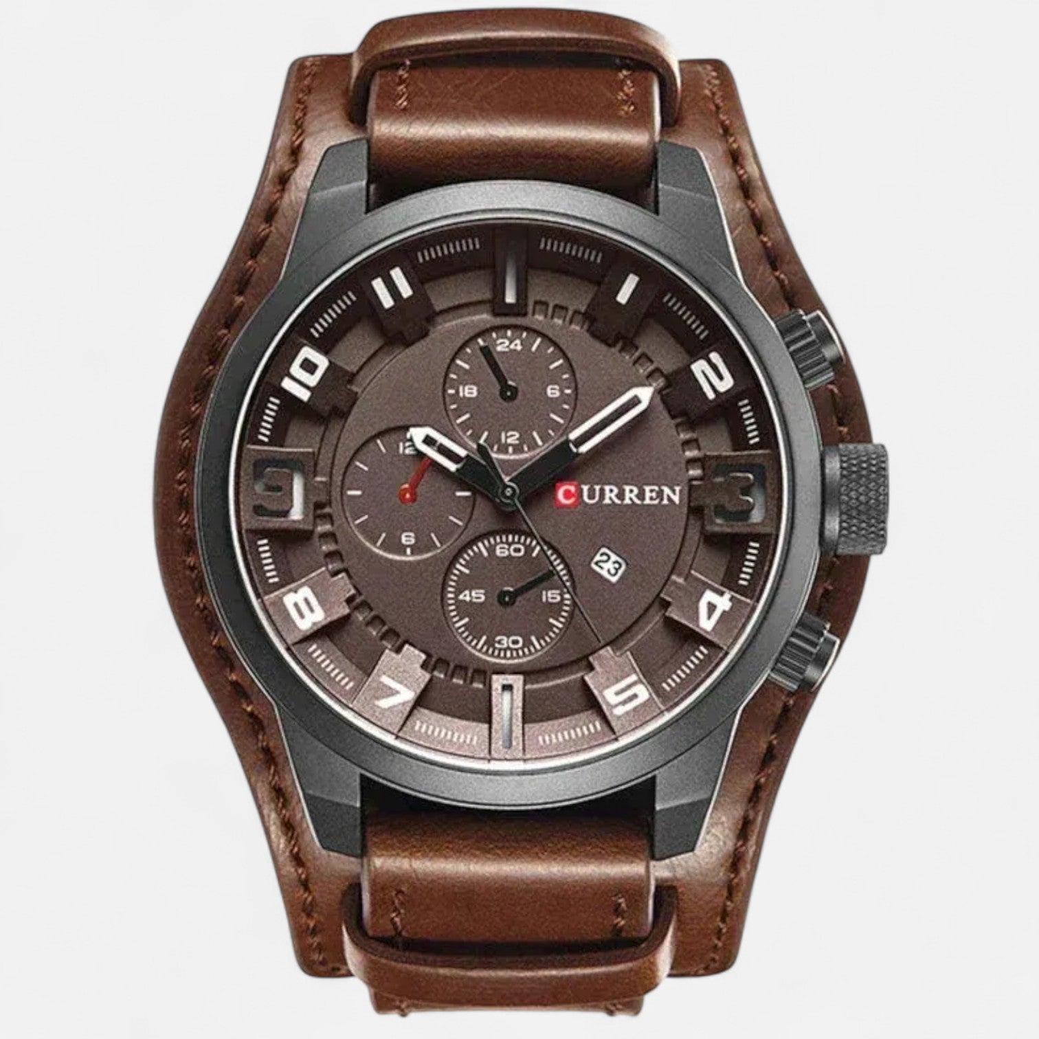 The Gentleman’s Brand | Men’s Quartz Watch – 46mm Alloy Case, 3 ATM Water-Resistant, Leather Strap Timepiece