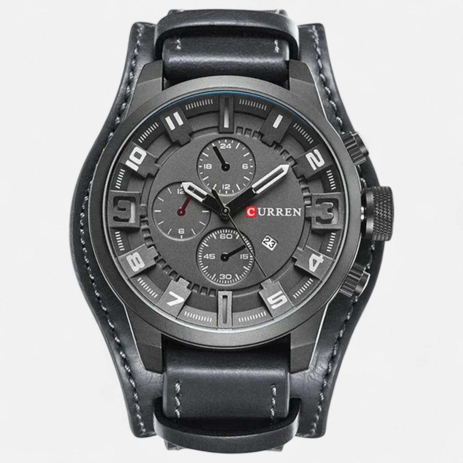 The Gentleman’s Brand | Men’s Quartz Watch – 46mm Alloy Case, 3 ATM Water-Resistant, Leather Strap Timepiece