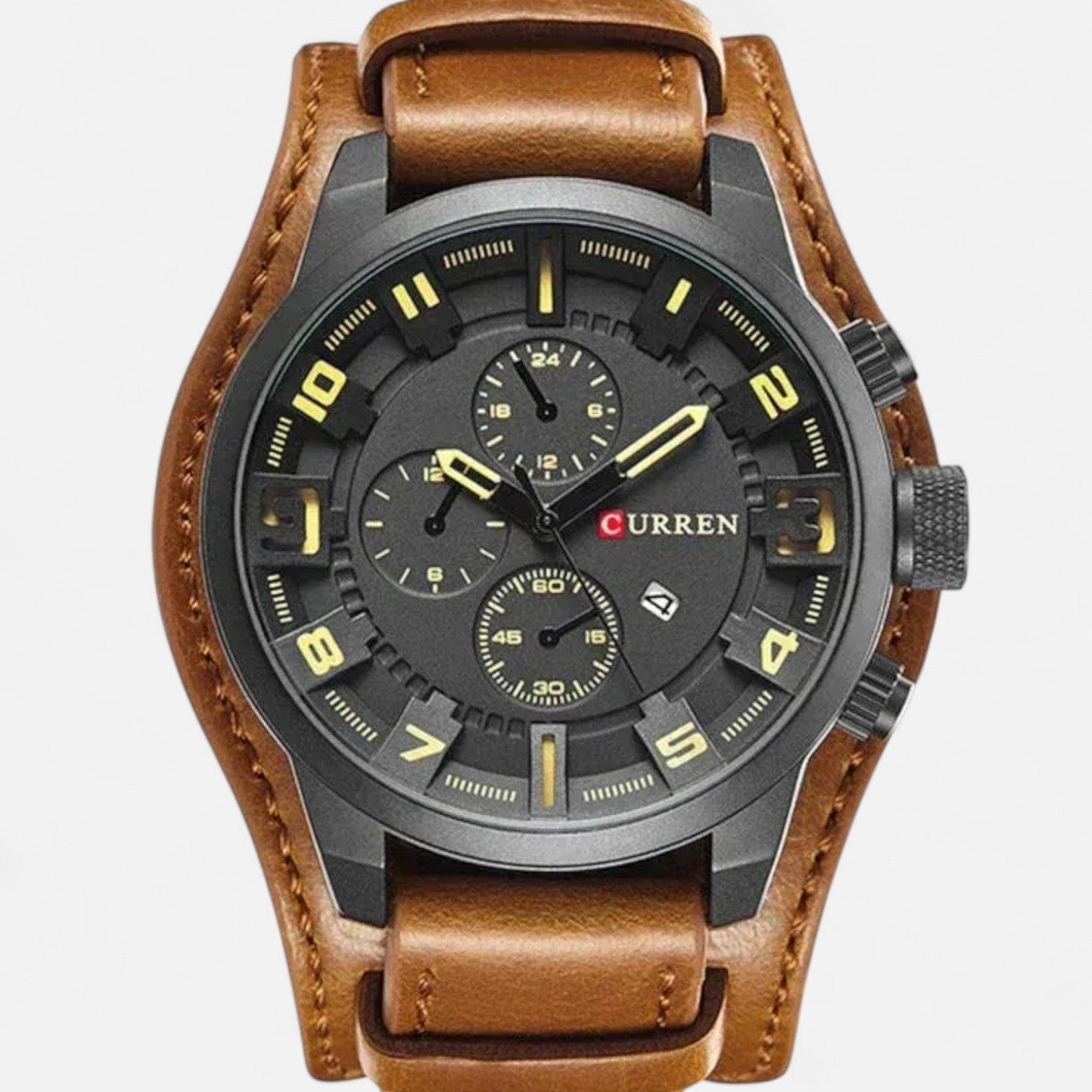 The Gentleman’s Brand | Men’s Quartz Watch – 46mm Alloy Case, 3 ATM Water-Resistant, Leather Strap Timepiece