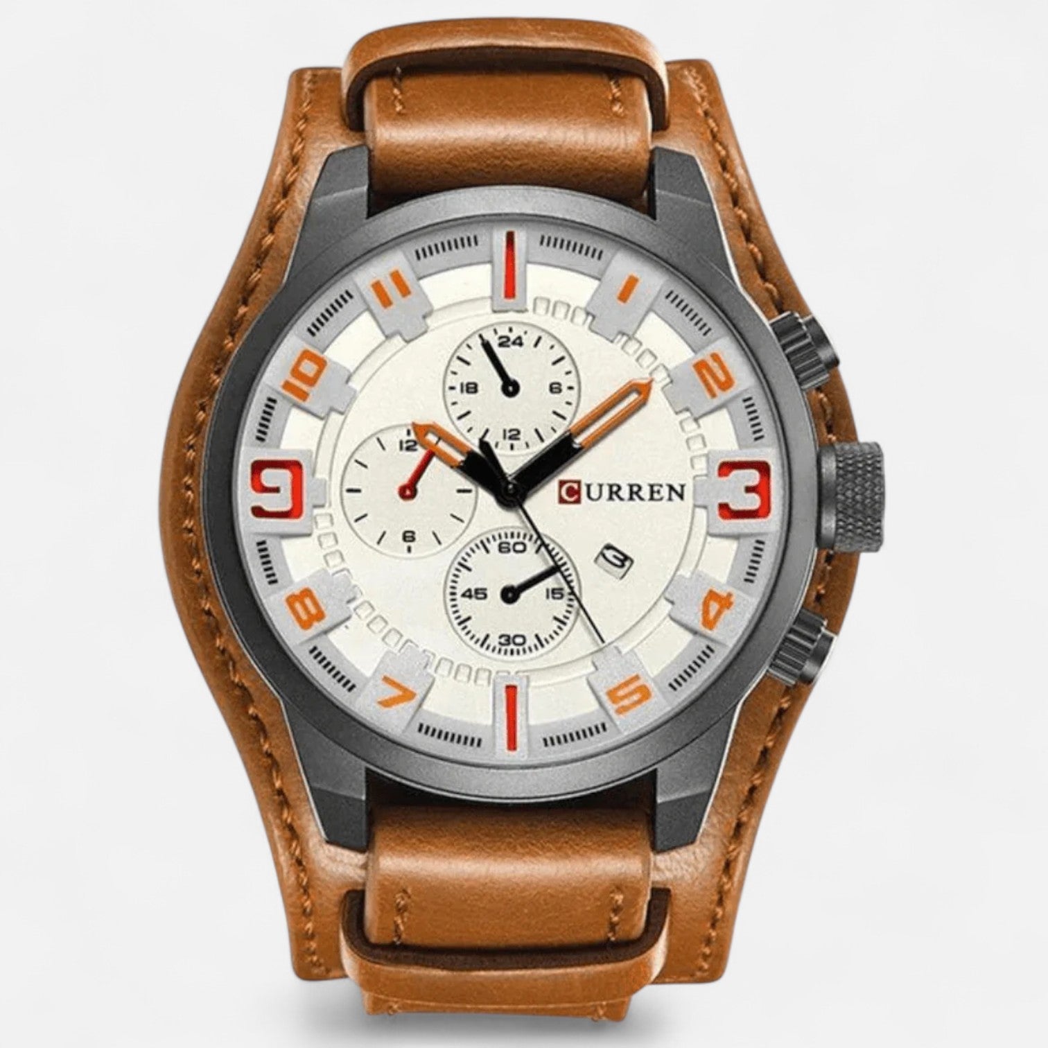 The Gentleman’s Brand | Men’s Quartz Watch – 46mm Alloy Case, 3 ATM Water-Resistant, Leather Strap Timepiece