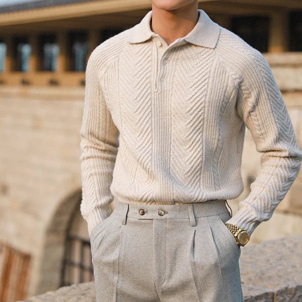 Men’s Knitted Polo Sweater | Elegant & Warm | Timeless Style