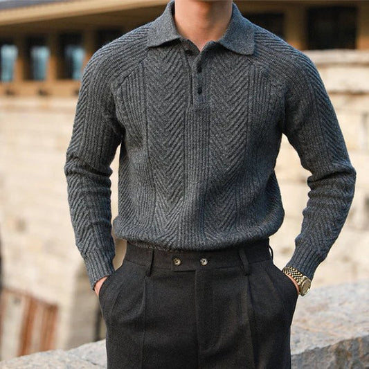 Men’s Knitted Polo Sweater | Elegant & Warm | Timeless Style