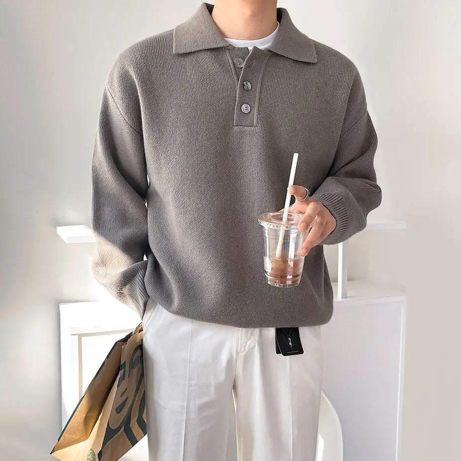 Knit Polo Sweater | Long Sleeve | Minimalist & Stylish