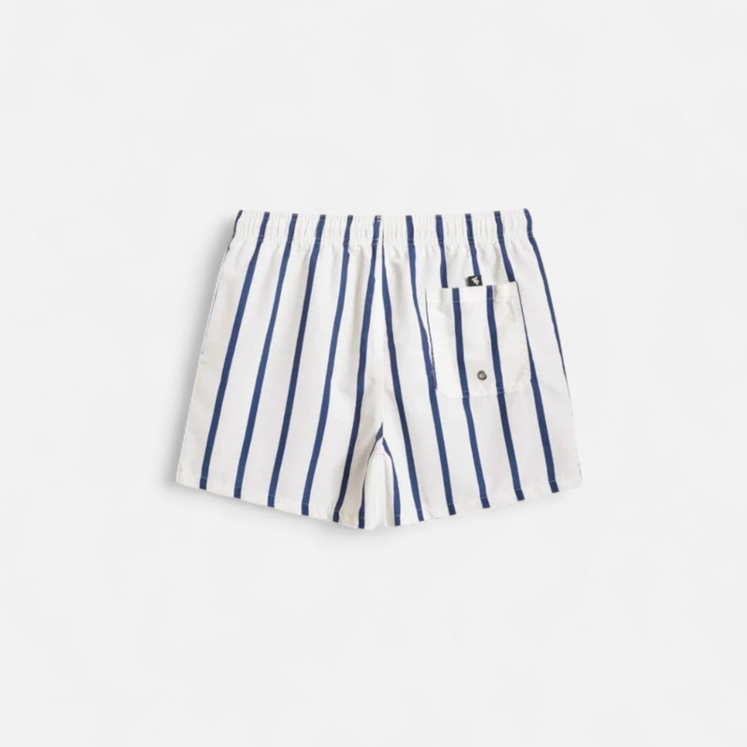 The Gentleman’s Brand | Men’s Striped Swim Shorts – White with Navy Stripes, 100% Polyester, Classic Fit for Old Money Summer Style