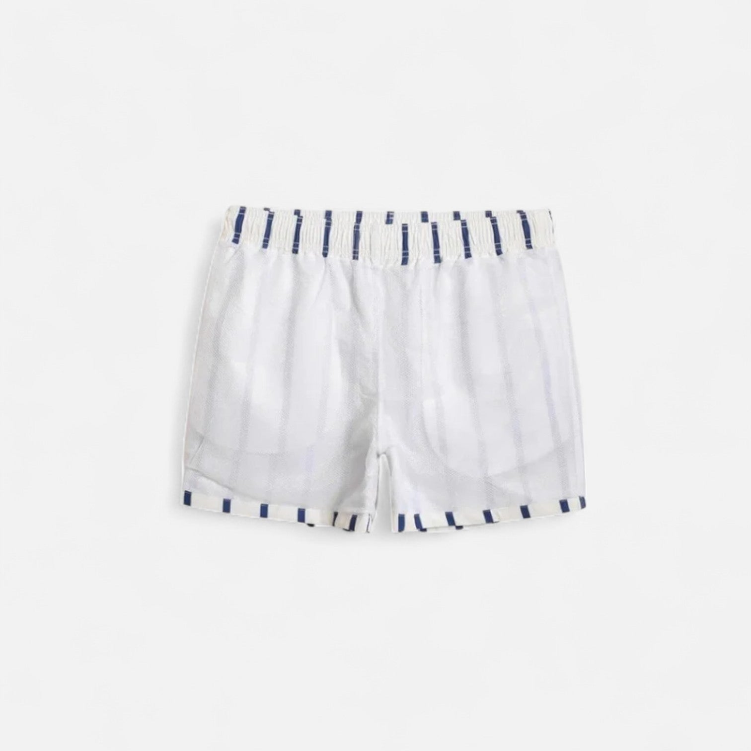 The Gentleman’s Brand | Men’s Striped Swim Shorts – White with Navy Stripes, 100% Polyester, Classic Fit for Old Money Summer Style