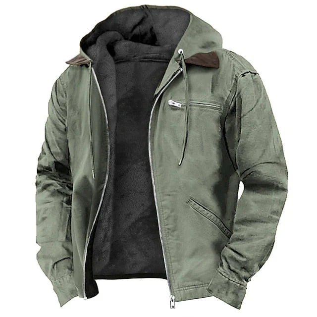 Men's Fleece-Lined Bomber Jacket | Warm & Stylish | Hooded Winter Coat