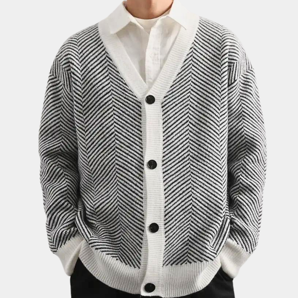 Herringbone Knit Cardigan | Sophisticated & Stylish | Timeless Layering